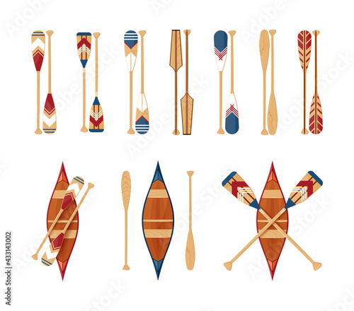 Canoe icon set in flat style, vector