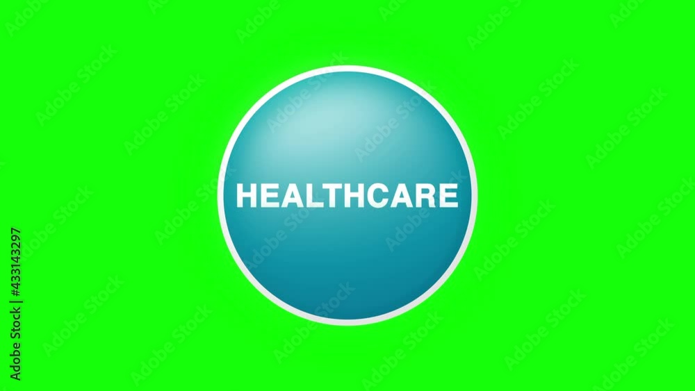 Healthcare Text Button Click Animation on Black Background and Green Screen Healthcare Text Button Click Animation on Black Background and Green Screen
