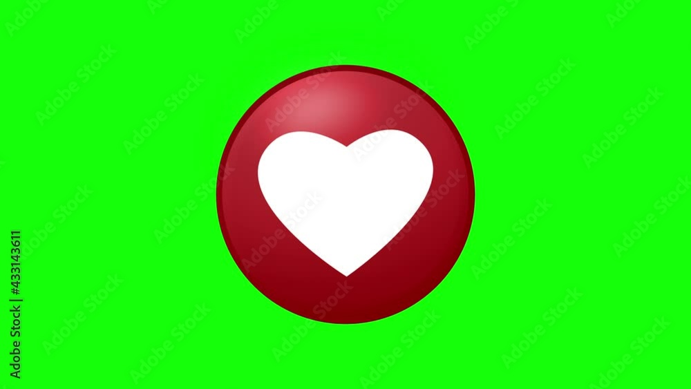 Heart or Love Button Click Animation on Black Background and Green Screen Heart or Love Button Click Animation on Black Background and Green Screen