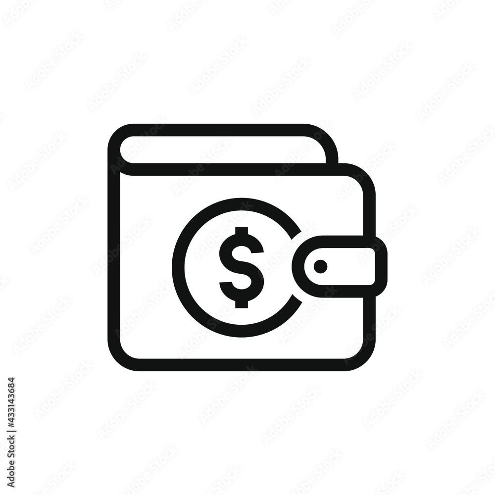 Wallet and money. Payment with dollar icon line style isolated on white background. Vector illustration Wallet and money. Payment with dollar icon line style isolated on white background. Vector illustration