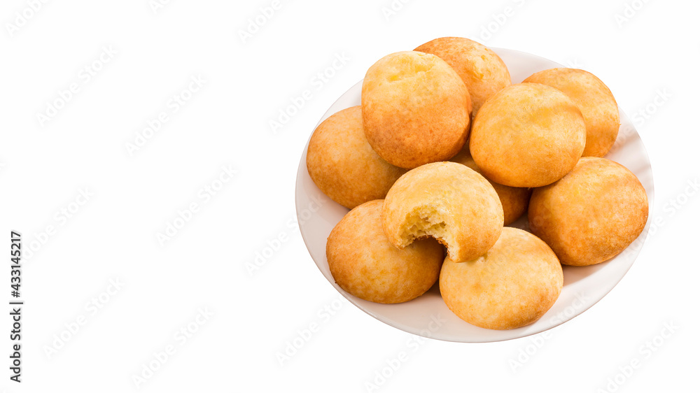 Delicious Colombian almojabanas - Traditional cuisine. White background Delicious Colombian almojabanas - Traditional cuisine. White background