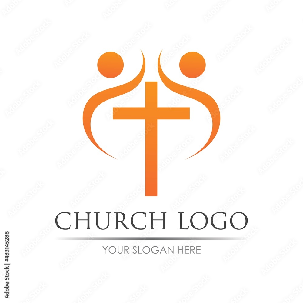 church christian line art logo design,Christian symbols. Stock Vector |  Adobe Stock