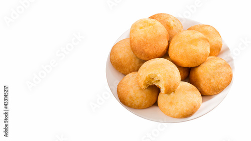 Delicious Colombian almojabanas - Traditional cuisine. White background