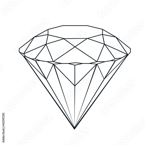 Vector luxury crystal diamond shape.Geometric Premium Glitter Icon, Polygon mosaic shape amethyst gem quartz stone line art style