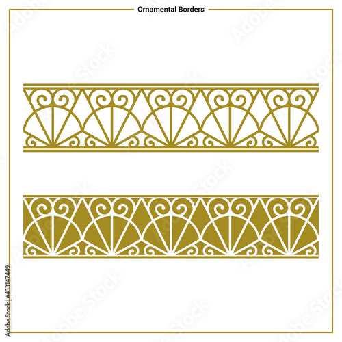 Round classic ornamental frames and borders, in a beautiful, simple, and elegant style based on the metal works of the eiffel tower in France, Paris