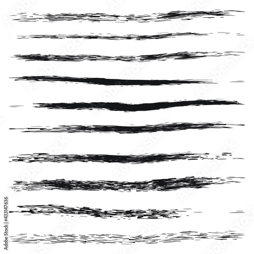 Set of 10 pieces grunge texture frame. Vector brush stroke. Abstract isolated stock vector template.Vector illustration.