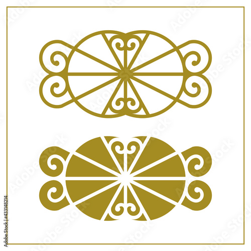 Round classic ornamental frames and borders, in a beautiful, simple, and elegant style based on the metal works of the eiffel tower in France, Paris