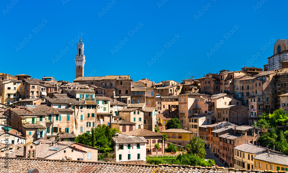 View of the medieval city of Siena in Italy