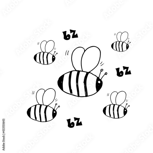 Cute Bee Cartoon Animal, baby and children print design Vector Illustration