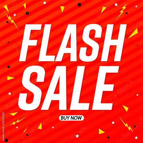 Flash Sale, poster design template, discount banner, vector illustration