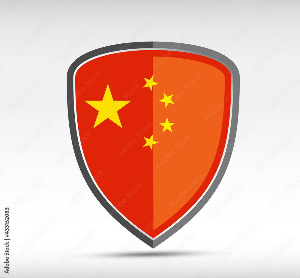 Shield icon with state flag of China Shield icon with state flag of China