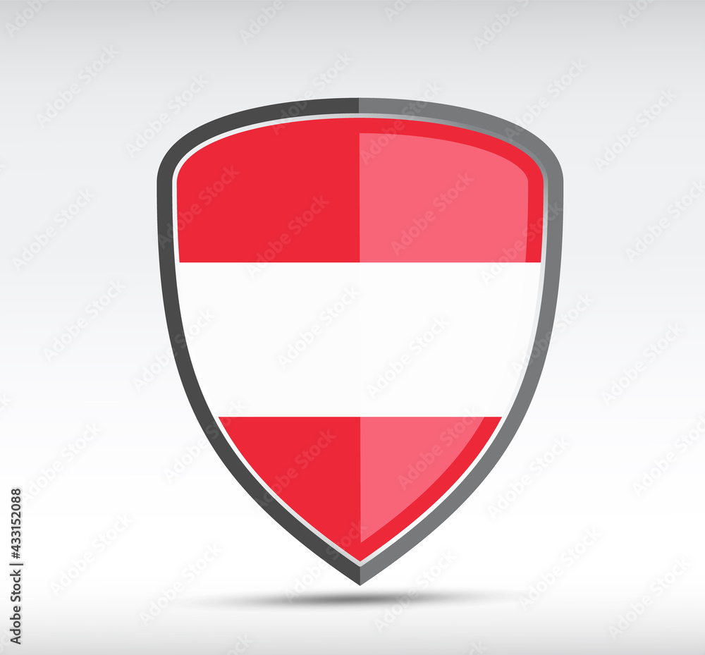 Shield icon with state flag of Austria country Shield icon with state flag of Austria country