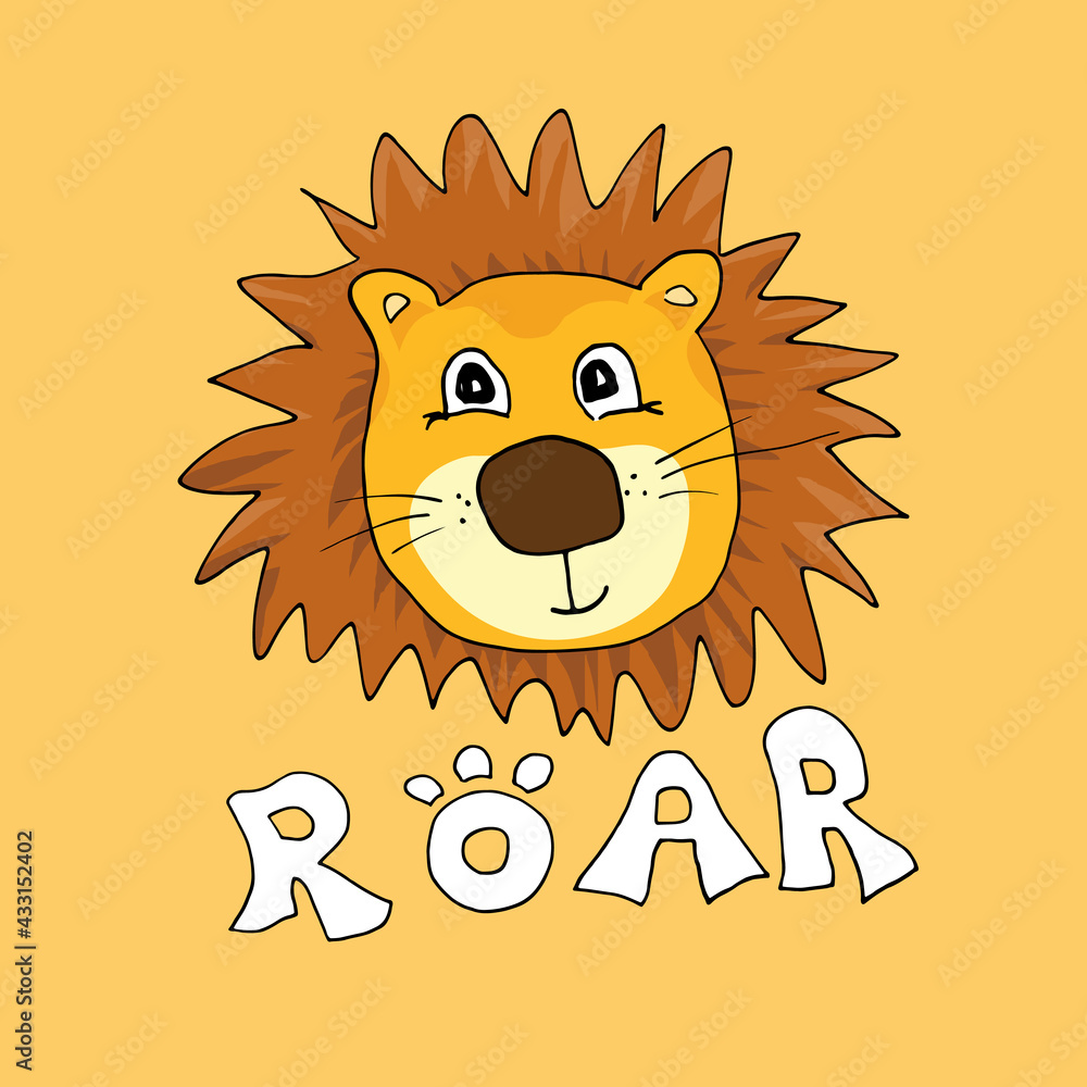 Cute Lion Cartoon Animal baby and children print design Vector Illustration