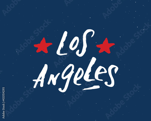 Los Angeles lettering handwritten sign  Hand drawn grunge calligraphic text. Vector illustration