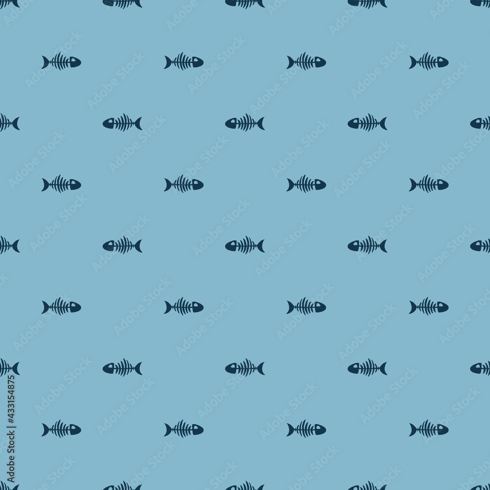 Fish bones Seamless pattern. Fish skeleton sketch, Hand drawn Cartoon Vector illustration Fish bones Seamless pattern. Fish skeleton sketch, Hand drawn Cartoon Vector illustration