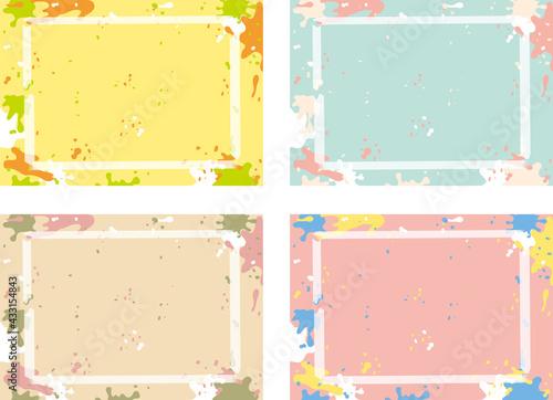 マスキングテープフレーム　飛び散ったインク背景セット