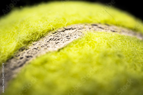 Extreme Closeup of Horizontal Tennis Ball Seam