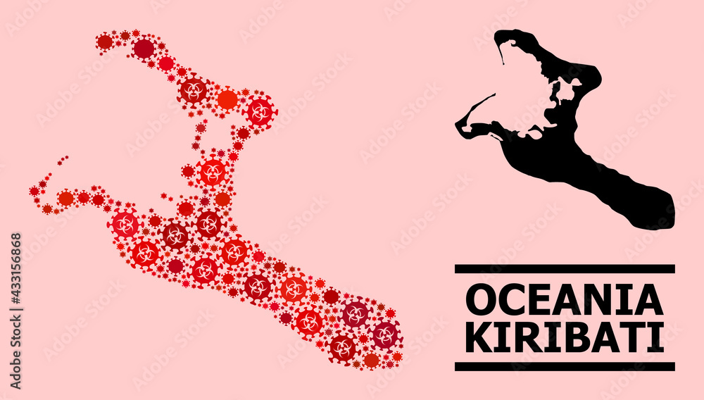 Vector covid-2019 mosaic map of Kiribati Island done for doctor