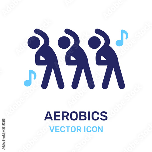 Aerobics, dancing sport icon. Vector illustration