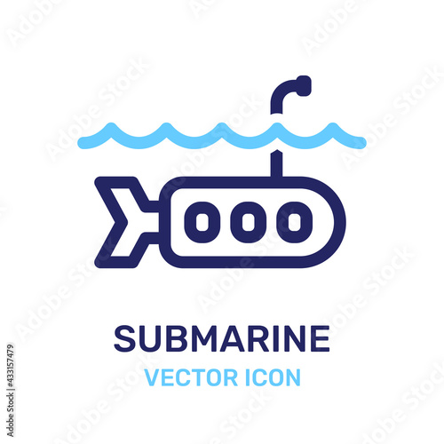 Submarine dives under the ocean icon