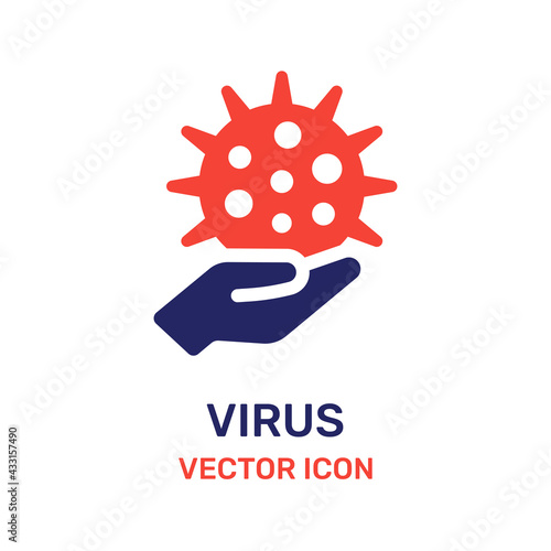 Hand holding a virus icon