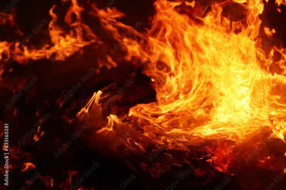 Background image of swirling flames approaching