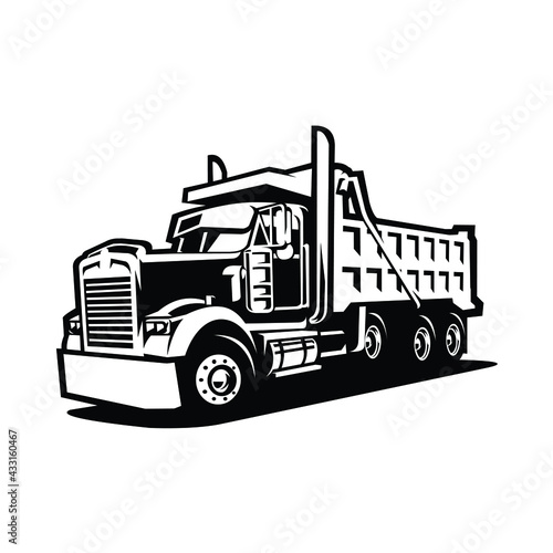 Dump truck silhouette. Tipper truck vector isolated