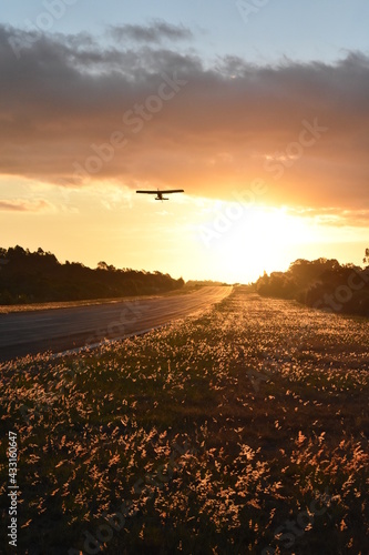 airplane on the sunset