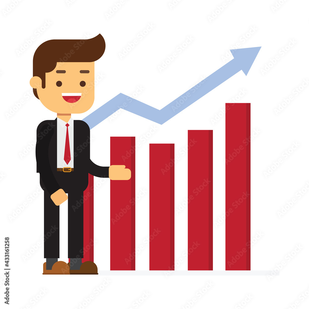 business man presenting and showing a financial chart. Success, idea, marketing presentations, growing and business strategy business man presenting and showing a financial chart. Success, idea, marketing presentations, growing and business strategy