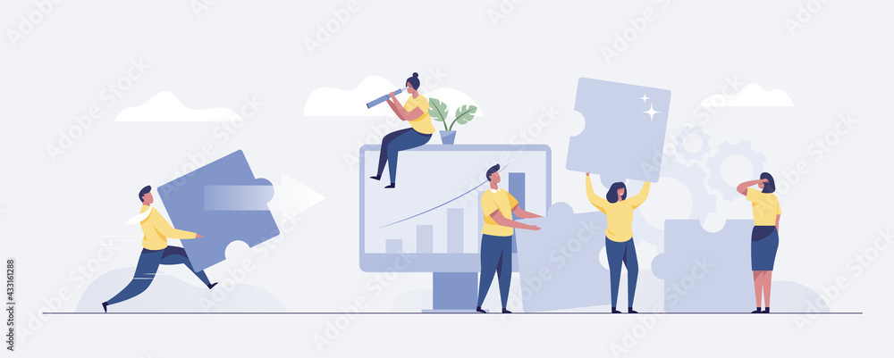 Fototapeta premium teamwork and development concept. Business, office Team. vector illustration