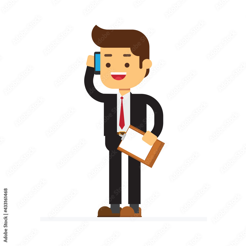 Businessman standing and talking by phone