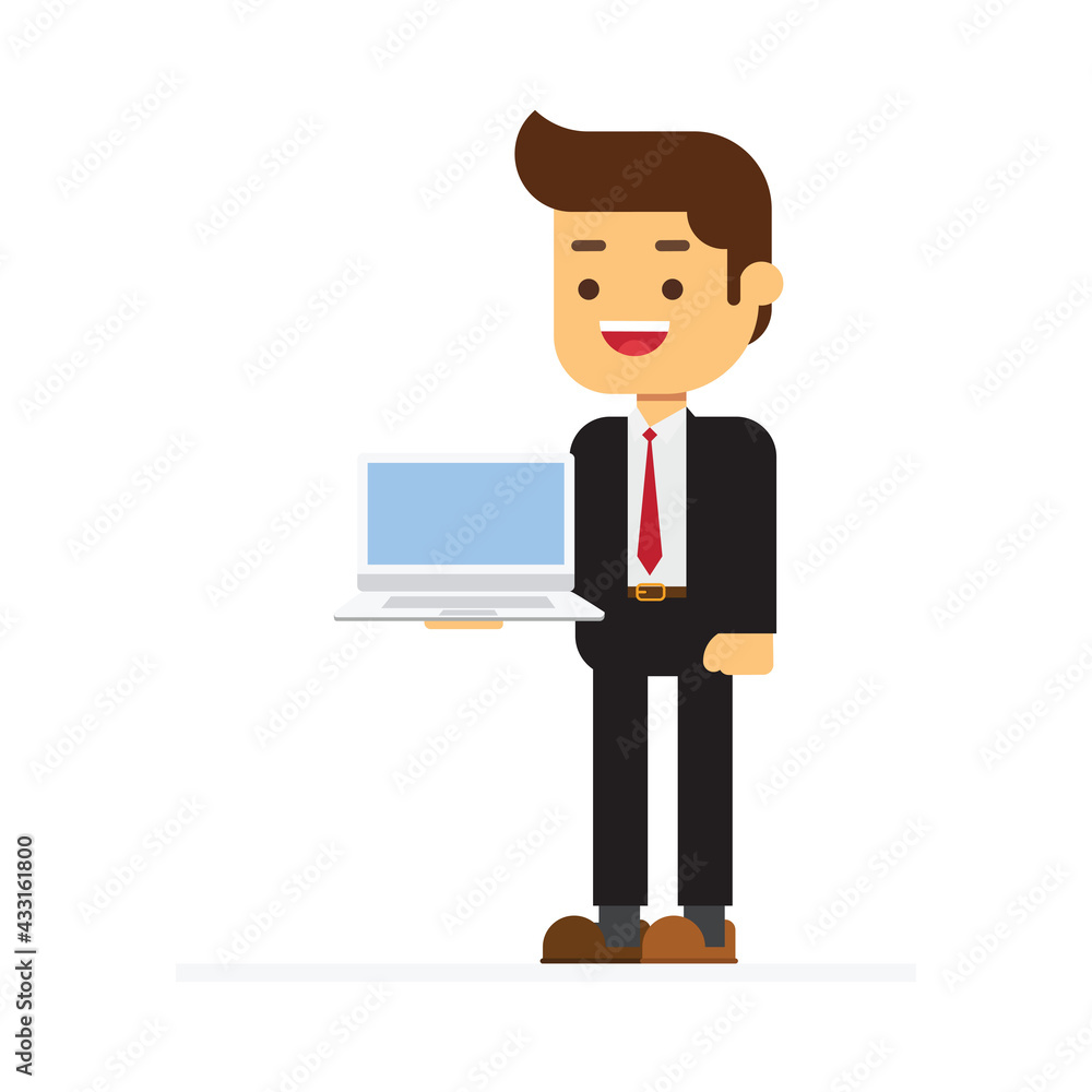 business man holding computer tablet pc on background