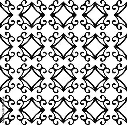 Geometric vector pattern with Black and white colors. Seamless abstract ornament for wallpapers and backgrounds.