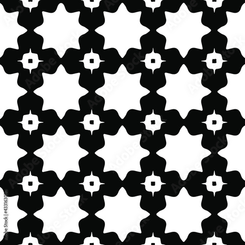 Geometric vector pattern with Black and white colors. Seamless abstract ornament for wallpapers and backgrounds.