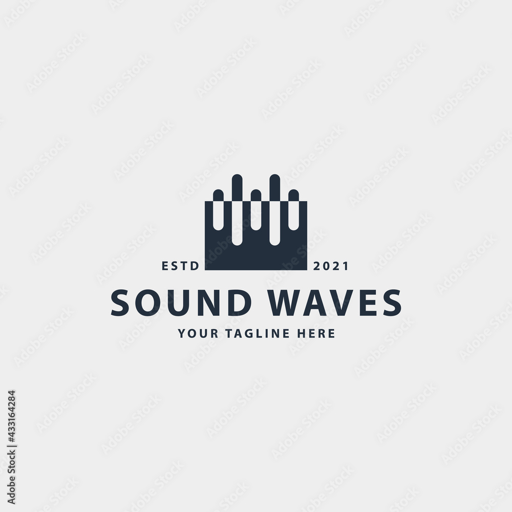 Sound waves vintage logo vector icon illustration