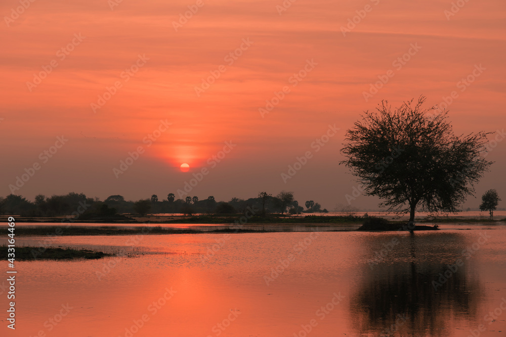 Obraz premium sunset on the lake