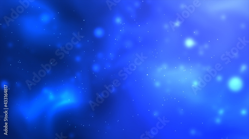 Blue space floating particles background with white lines