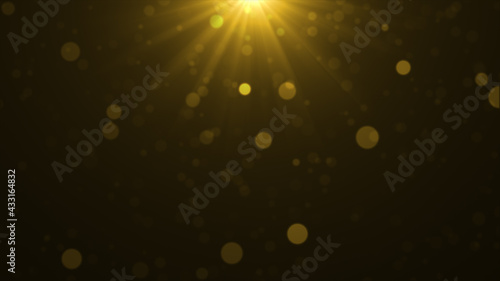 Golden falling glowing particles background