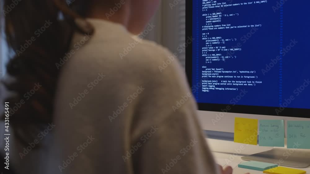 Stockvideo Back view young asia female people analyst coder code ...