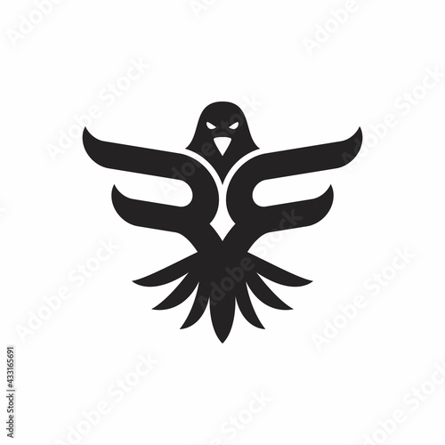 Bird flying vector. Raven logo concept.