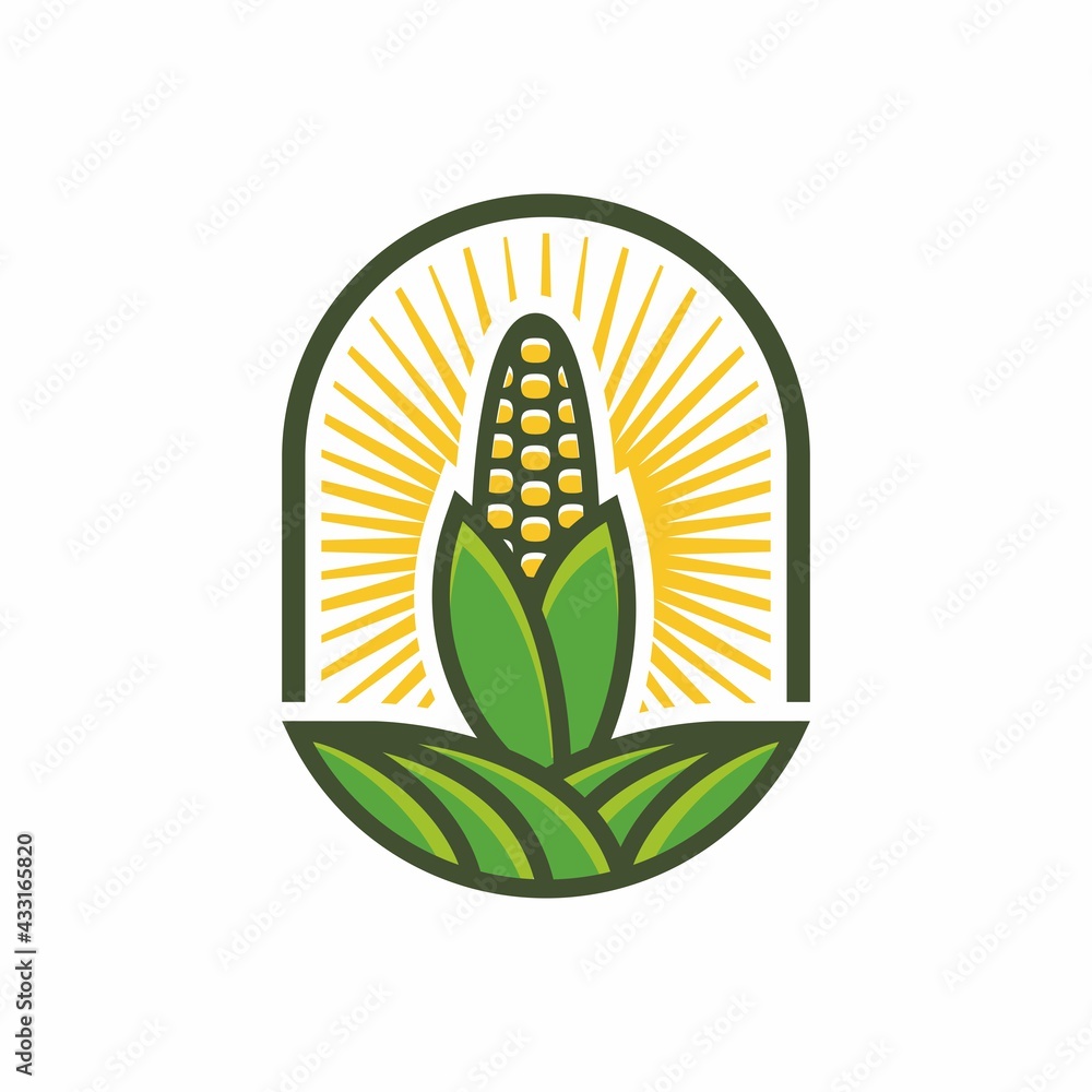 Cornfield logo. Greenfield logo. Vector logo design for agriculture. food, farm, corn