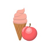 Cartoon comic vector of peach ice cream with cone