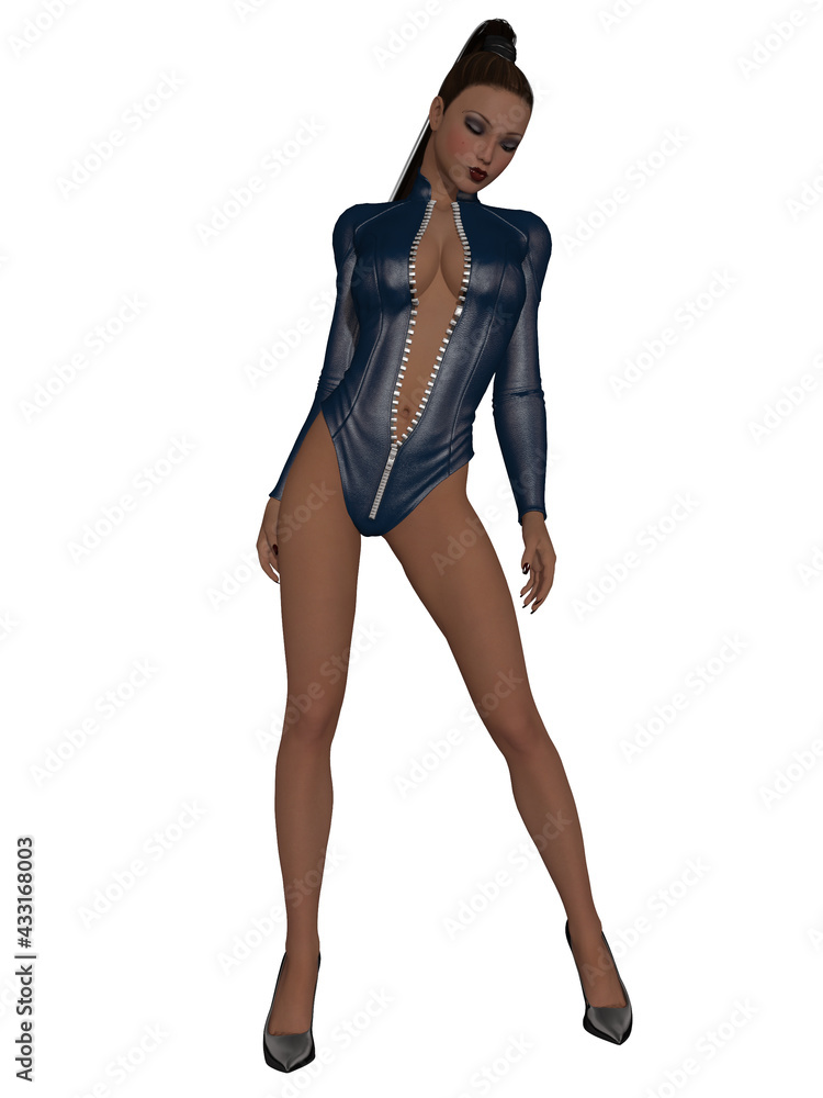 3d illustration of an sexy woman in a sexy outfit