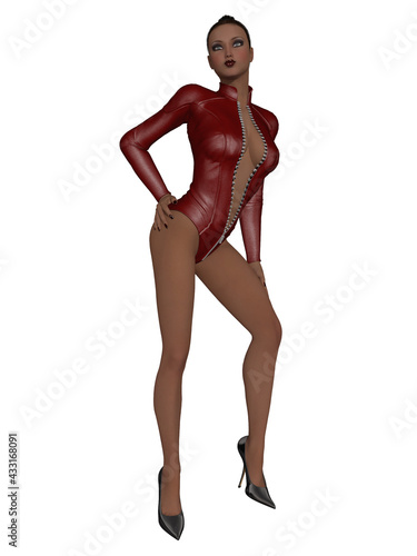 3d illustration of an sexy woman in a sexy outfit
