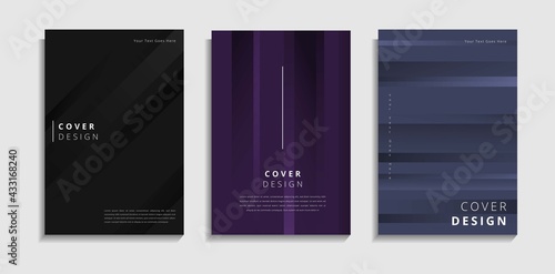 Set Of 3 Minimal Abstract Geometric Stripes Background. Can Be Used For Cover, Poster, Brochure, Banner Or Presentation Template.