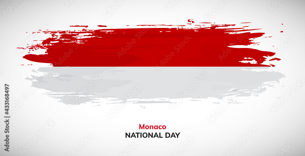 Happy independence day of Monaco. Brush flag of Monaco vector illustration. Abstract watercolor national flag background