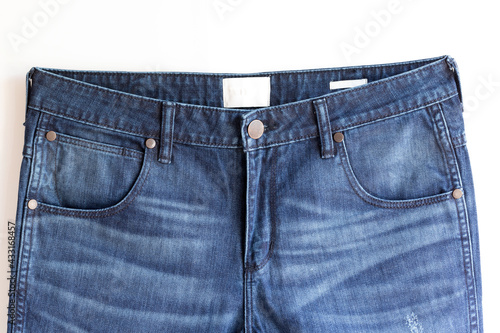 blue jeans front pocket in store and supermarket.