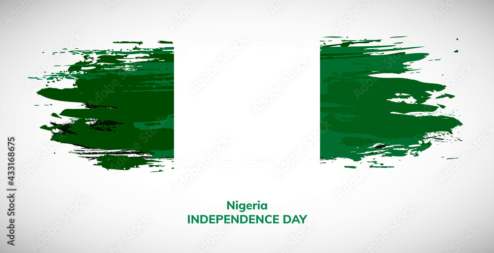 Happy independence day of Nigeria. Brush flag of Nigeria vector illustration. Abstract watercolor national flag background Happy independence day of Nigeria. Brush flag of Nigeria vector illustration. Abstract watercolor national flag background