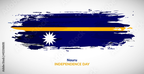 Happy independence day of Nauru. Brush flag of Nauru vector illustration. Abstract watercolor national flag background