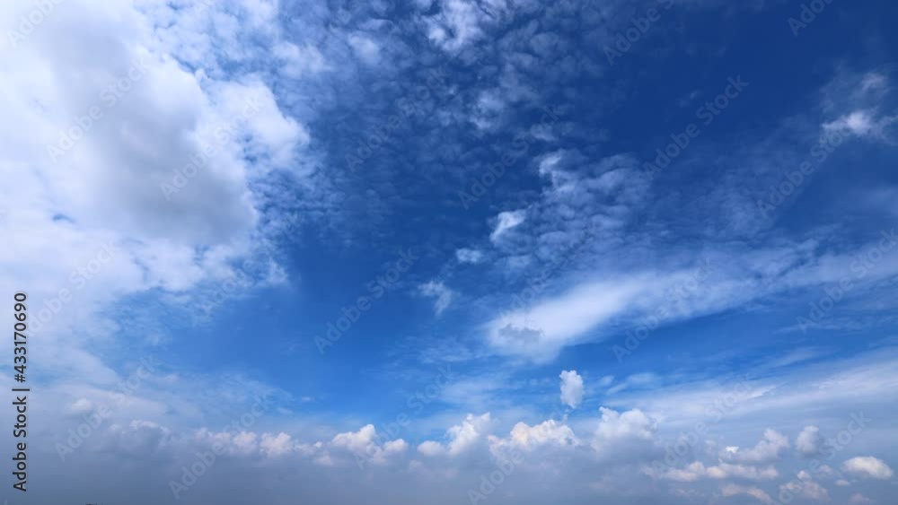 4k time lapse. Large swirling white clouds move across the blue sky. Dramatic beauty of atmospheric phenomena. 4k time lapse. Large swirling white clouds move across the blue sky. Dramatic beauty of atmospheric phenomena.